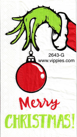 C-2643-G Grinch Hand Ornament Guest Napkin for Decoupage