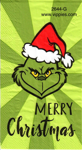 C-2644-G Grinch Face Beams Guest Napkin for Decoupage