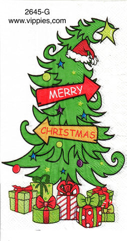 C-2645-G Grinch Tree Signs Guest Napkin for Decoupage