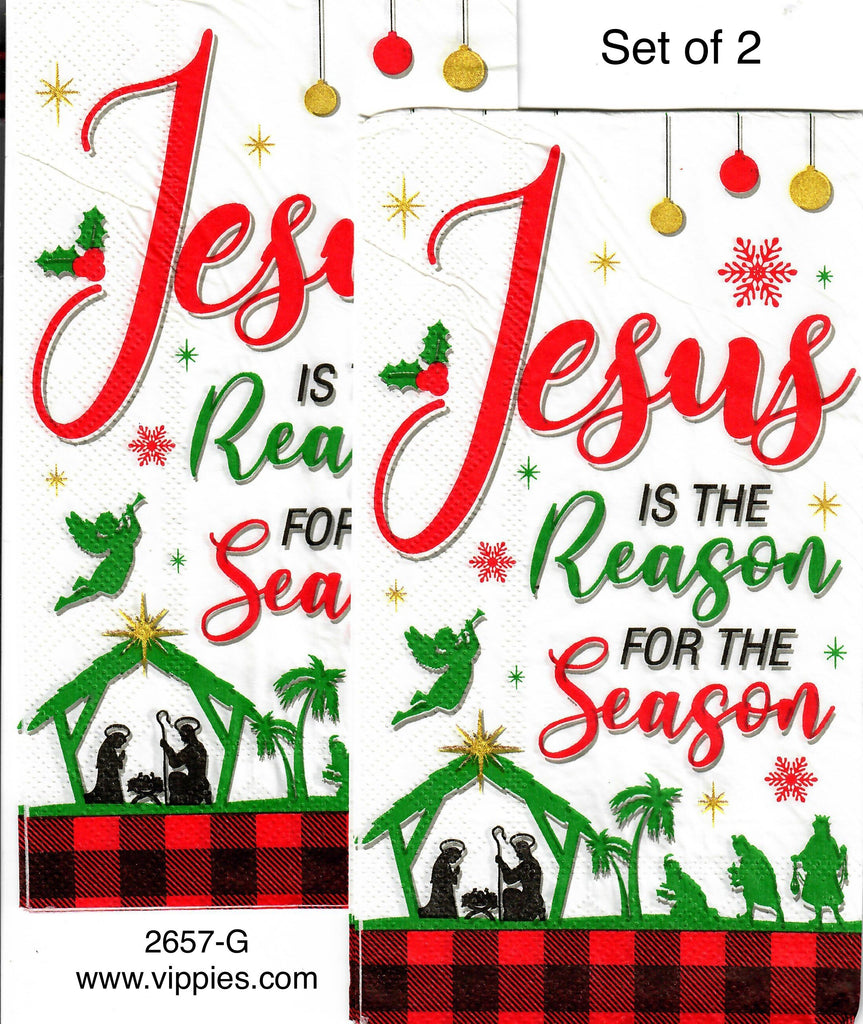 C-2657-G-S Set of 2 Jesus is the Reason Guest Napkin for Decoupage
