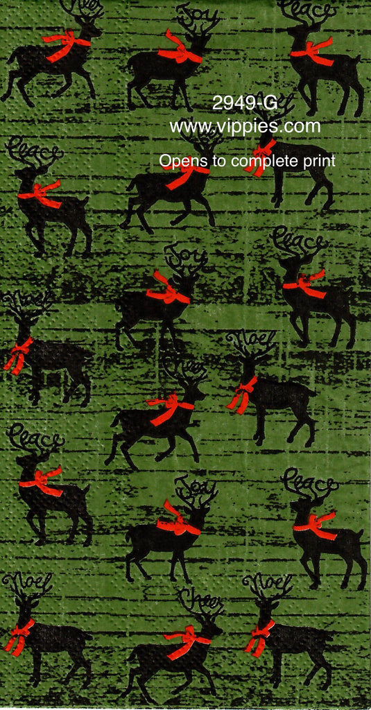 C-2949-G Dark Green Deer Planks Guest Napkin for Decoupage