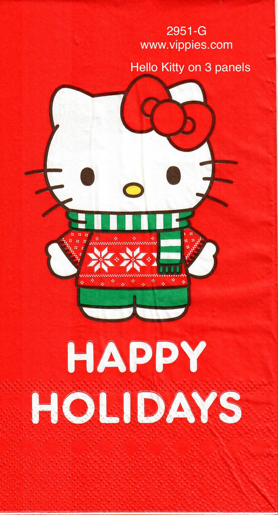 C-2951-G Large Hello Kitty Happy Holidays Guest Napkin for Decoupage