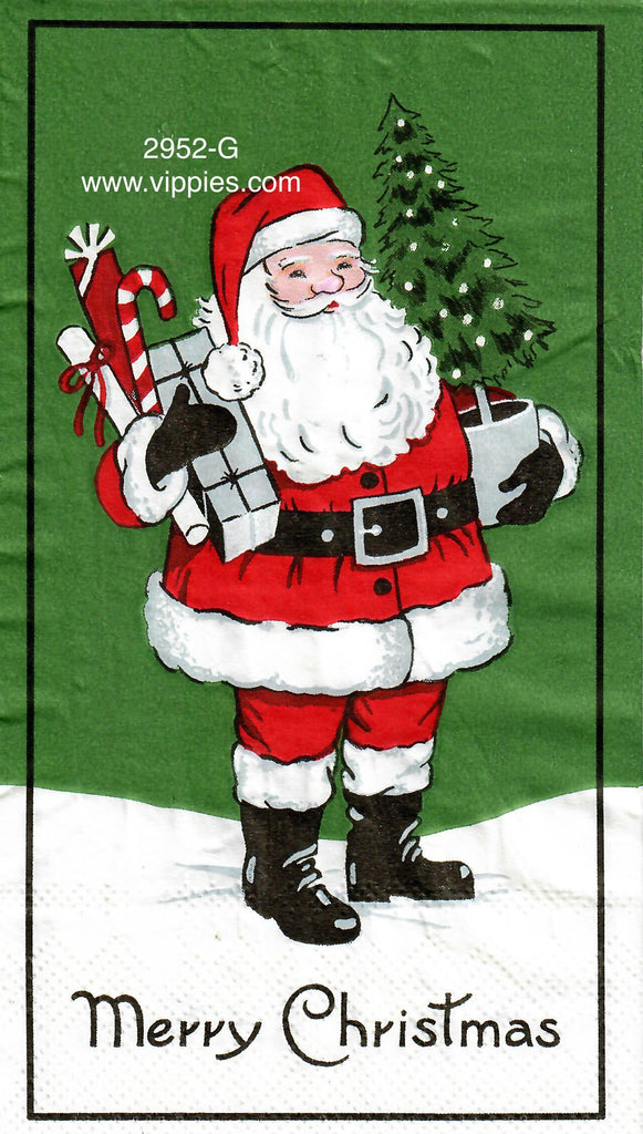 C-2952-G Santa Tree Packages Guest Napkin for Decoupage