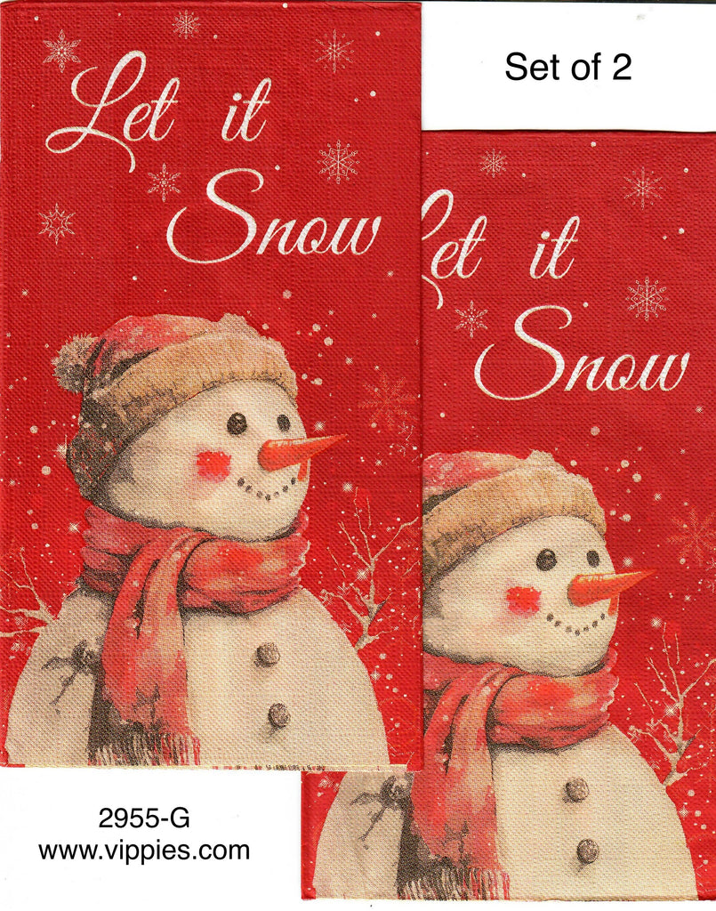 C-2955-G-S Set of 2 Let It Snow Snowman Guest Napkin for Decoupage