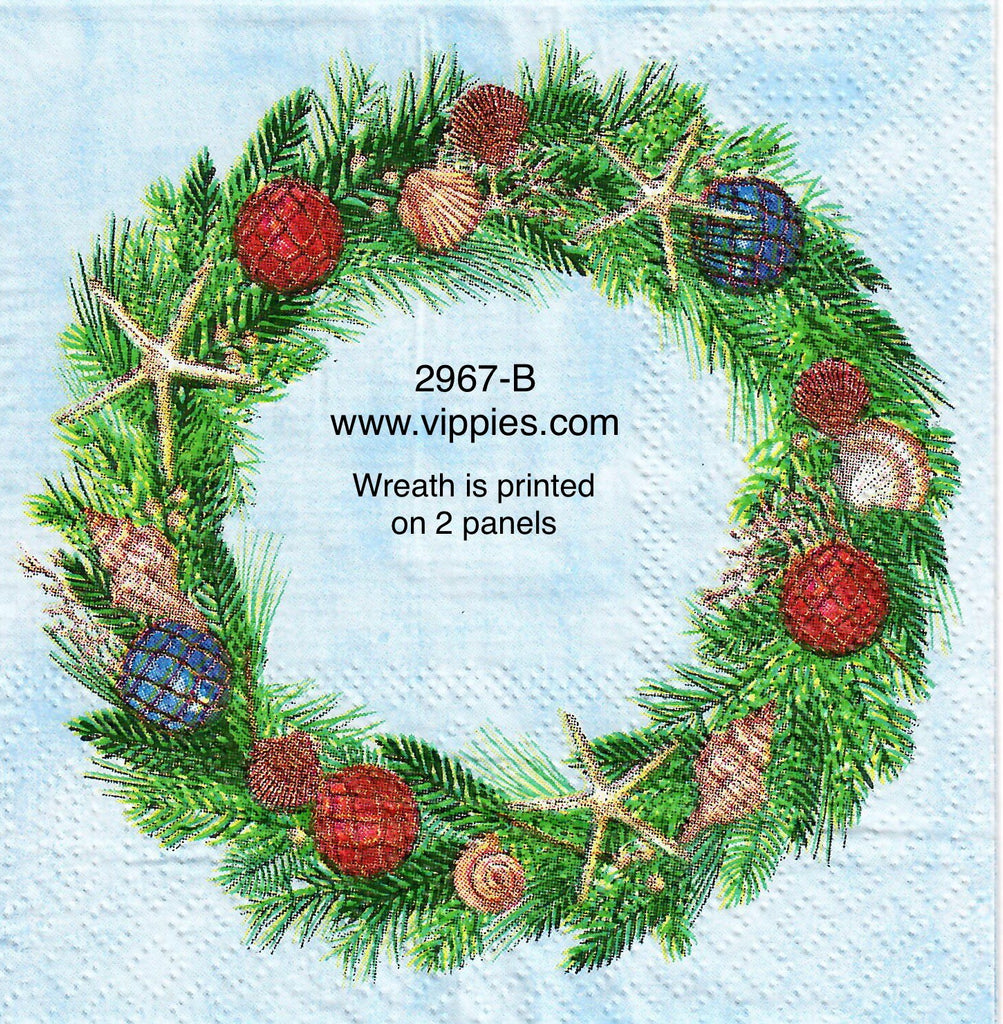 C-2967-B Nautical Chtistmas Wreath Napkin for Decoupage