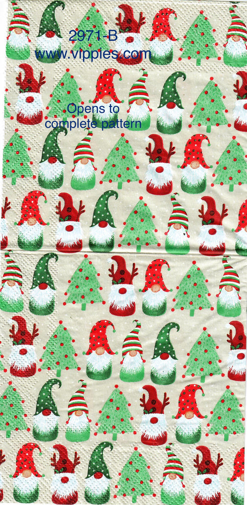 C-2971-B Allover Little Gnomes Trees Napkin for Decoupage