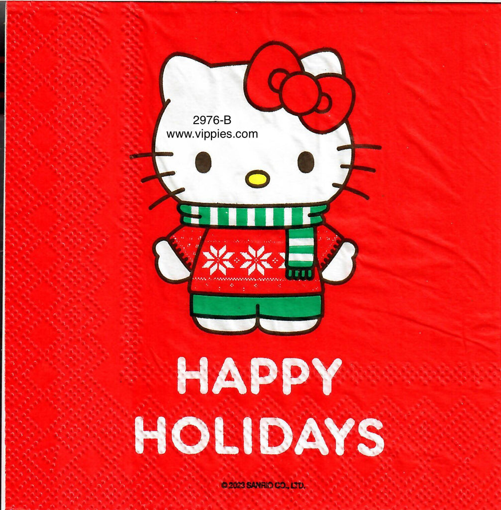 C-2976-B Large Hello Kitty Happy Holiday Napkin for Decoupage