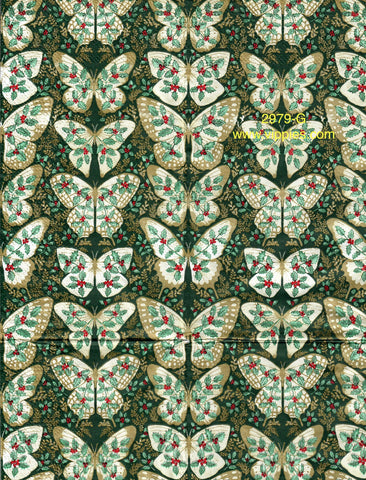 C-2979-G Butterflies Holly Guest Napkin for Decoupage