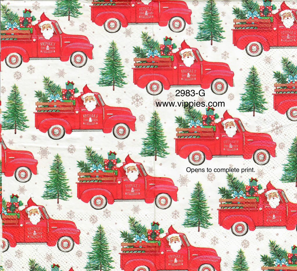 C-2983-G Santa Pickup Tree Guest Napkin for Decoupage