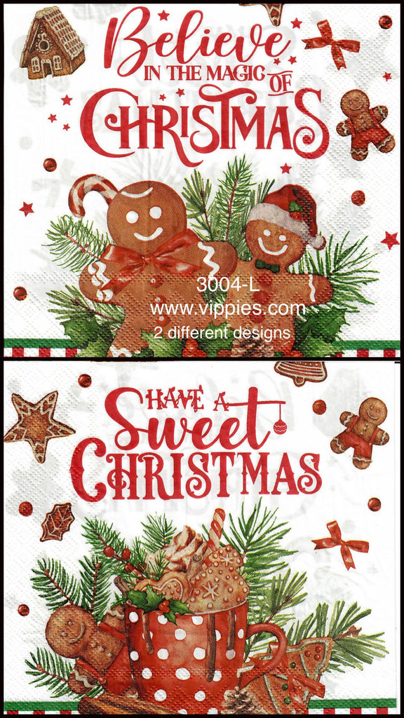 C-3004-L Believe in Magic Gingerbread Men Napkin for Decoupage