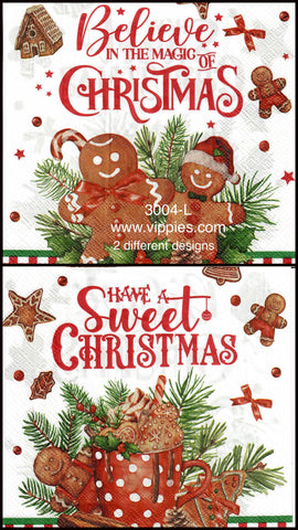 C-3004-L Believe in Magic Gingerbread Men Napkin for Decoupage