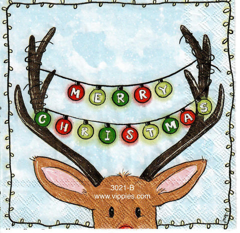 C-3021-B Deer Antlers Lights Napkin for Decoupage