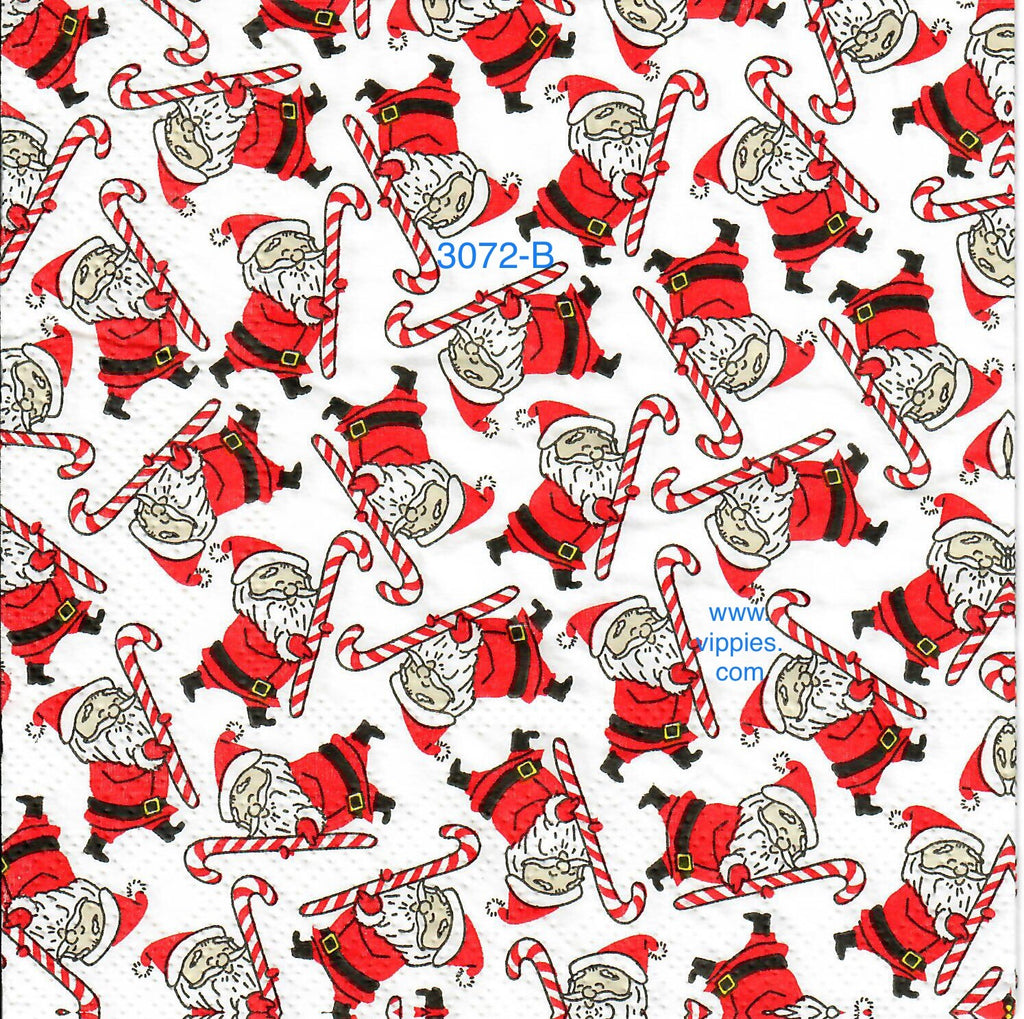 C-3072-B Allover Santas Candy Canes Napkin for Decoupage