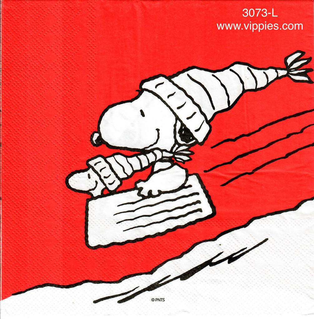 C-3073-L Snoopy Sled Bowl Napkin for Decoupage