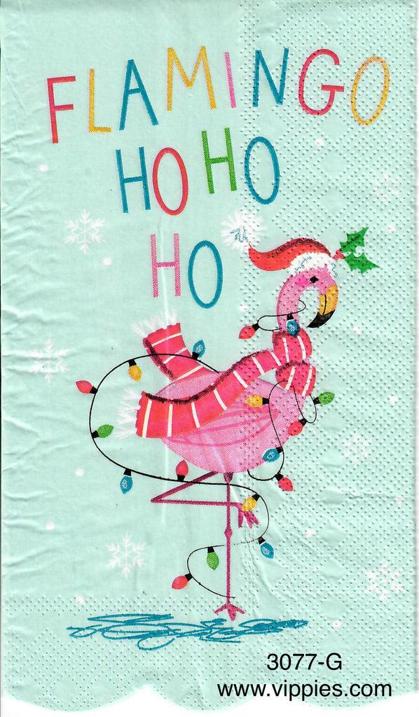 C-3077-G Flamingo Ho Ho Ho Guest Napkin for Decoupage