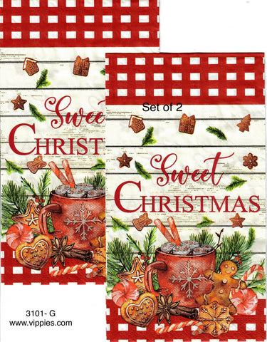 C-3101-G-S Set of 2 Sweet Christmas Guest Napkin for Decoupage