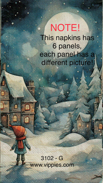 C-3102-G Different Christmas Scenes Guest Napkin for Decoupage