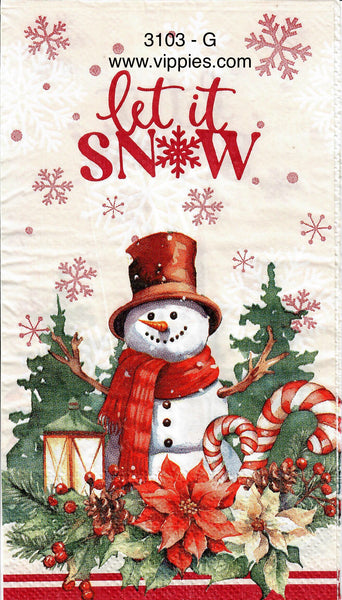 C-3103-G-S Set of 2 Let It Snow Pink Guest Napkin for Decoupage