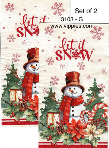 C-3103-G-S Set of 2 Let It Snow Pink Guest Napkin for Decoupage