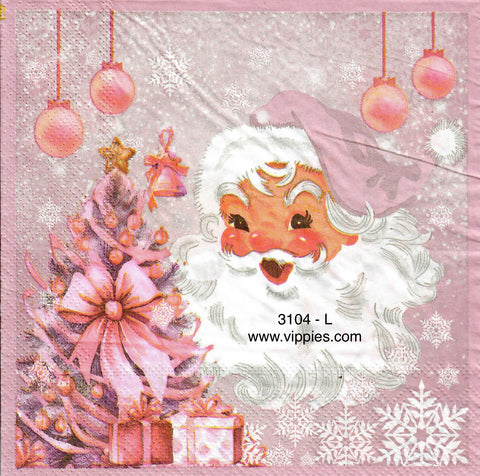 C-3104-L Pink Santa Snowflakes Napkin for Decoupage