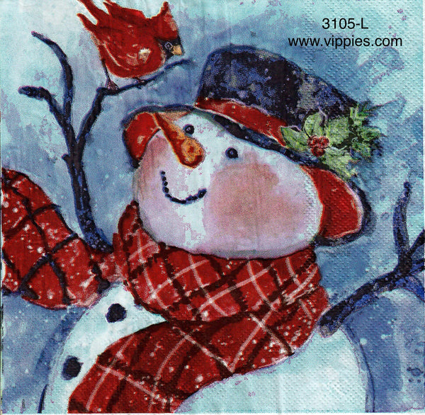 C-3105-L Four Snowman Scenes Napkin for Decoupage