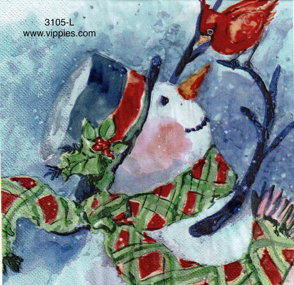 C-3105-L Four Snowman Scenes Napkin for Decoupage