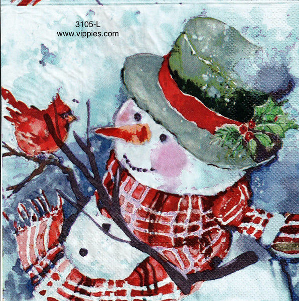 C-3105-L Four Snowman Scenes Napkin for Decoupage