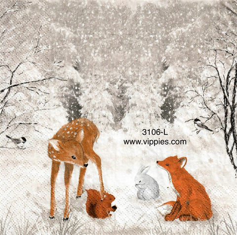 C-3106-L Deer Forest Friends Napkin for Decoupage