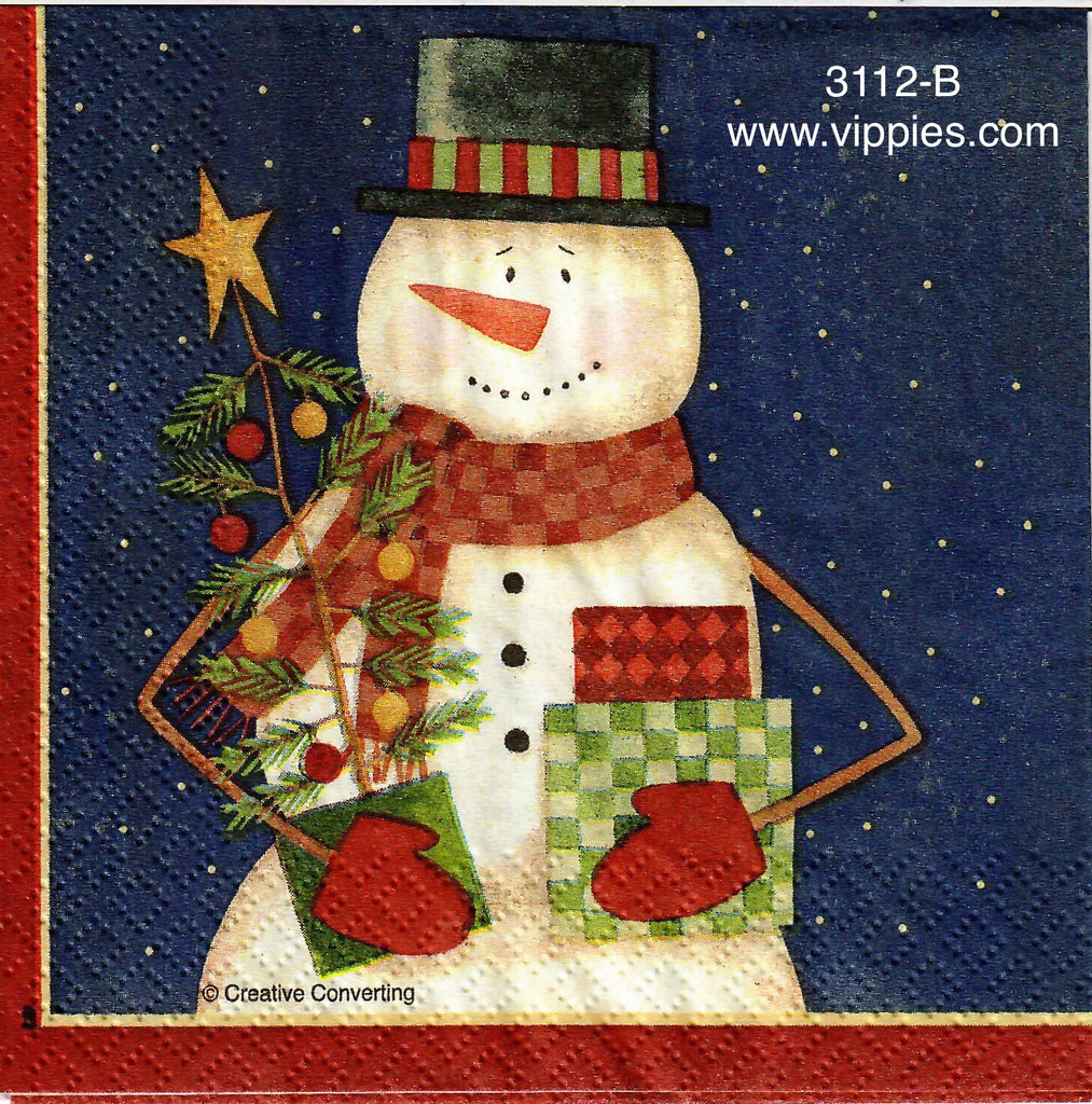 C-3112-B Snowman Dark Blue Napkin for Decoupage