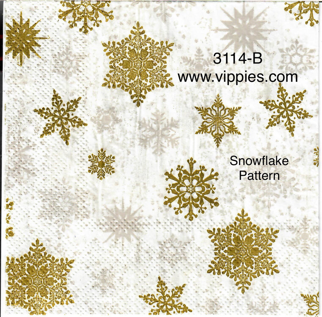 C-3114-B Gold Snowflakes Napkin for Decoupage