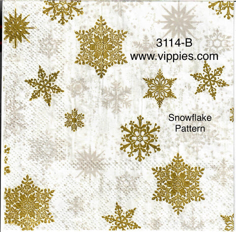 C-3114-B Gold Snowflakes Napkin for Decoupage