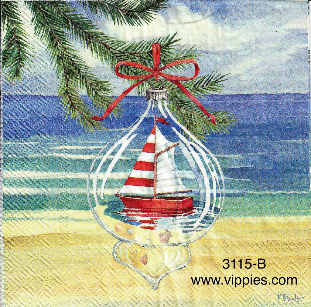 C-3115-B Boat Glass Ornament Napkin for Decoupage