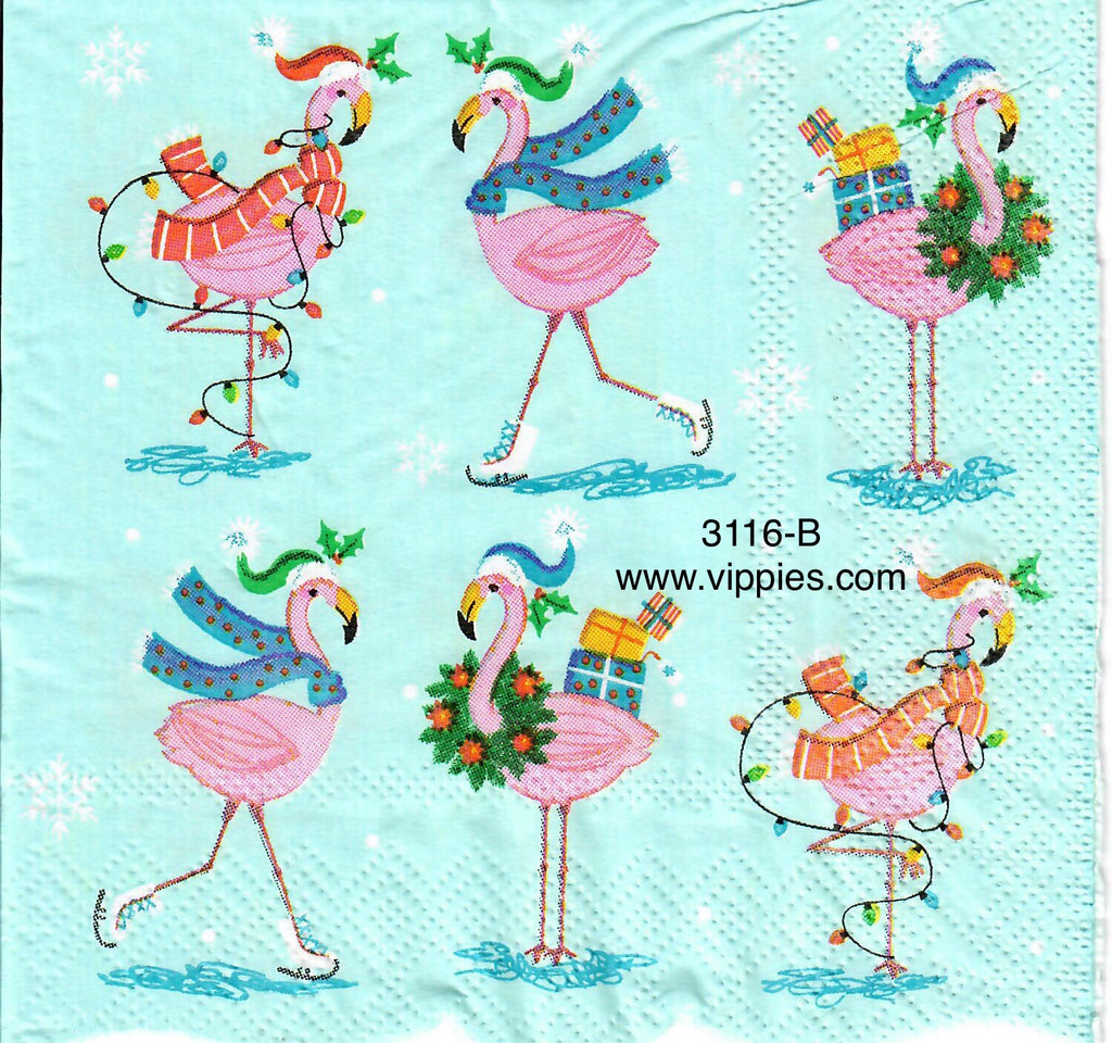 C-3116-B Christmas Flamingos Napkin for Decoupage