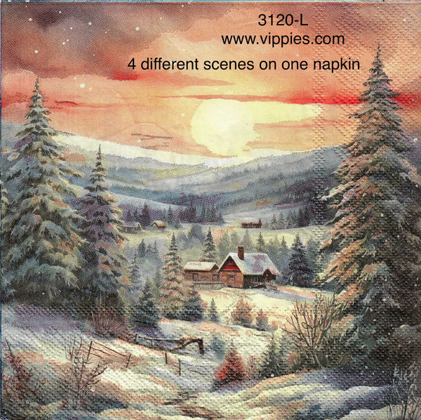 C-3120-L Christmas Scenes Four Different Napkin for Decoupage