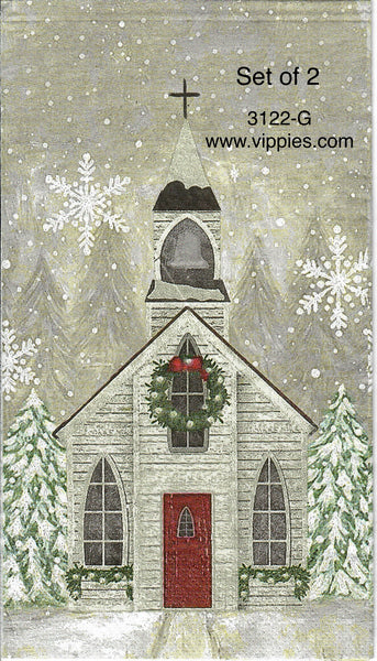 C-3122-G-S Set of 2 Christmas Church Guest Napkin for Decoupage