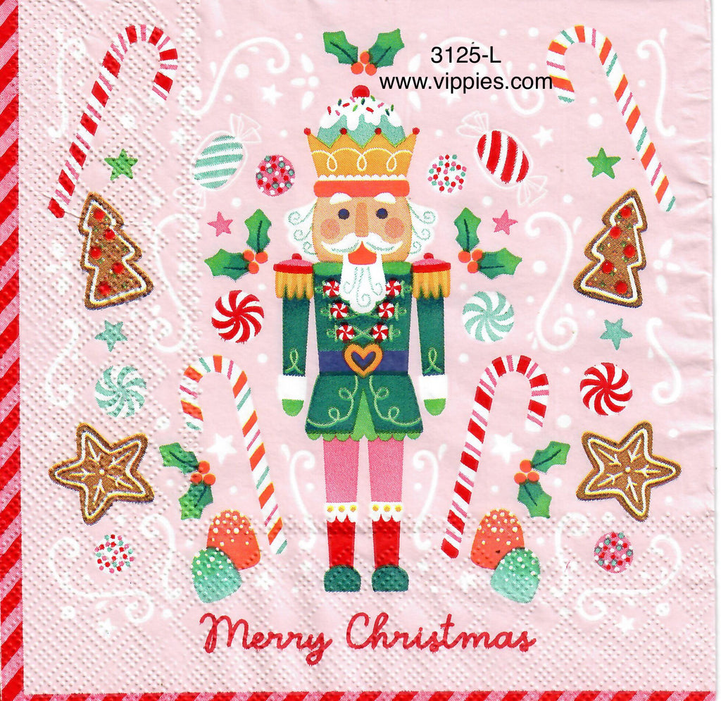 C-3125-L Pink Nutcracker Treats Napkin for Decoupage