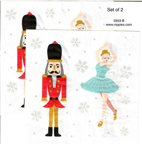 C-3353-B-S Set of 2 Nutcracker Ballerina Beverage Napkin for Decoupage