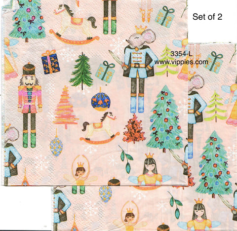 C-3354-L-S Set of 2 Nutcracker Ballet Luncheon Napkin for Decoupage