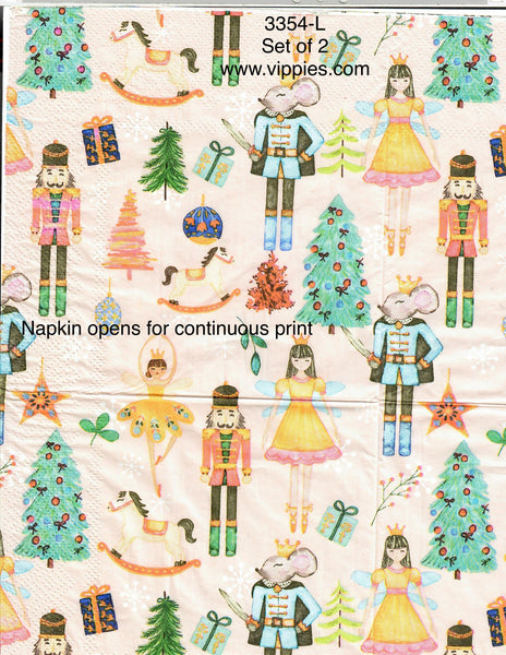 C-3354-L-S Set of 2 Nutcracker Ballet Luncheon Napkin for Decoupage