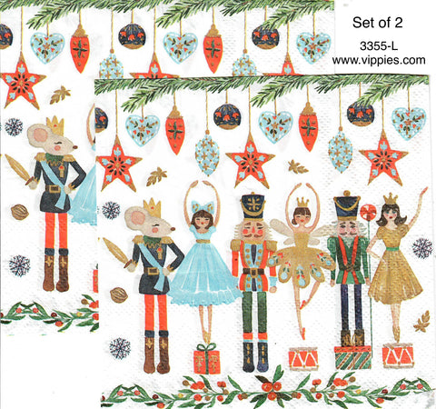 C-3355-L-S Set of 2 Nutcracker Ballet Characters Luncheon Napkin for Decoupage