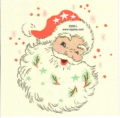 C-3358-L Vintage Winking Santa Napkin for Decoupage