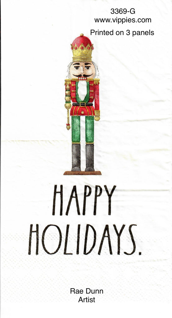 C-3369-G Rae Dunn Nutcracker Happy Holidays Guest Napkin for Decoupage