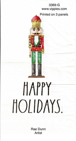 C-3369-G Rae Dunn Nutcracker Happy Holidays Guest Napkin for Decoupage