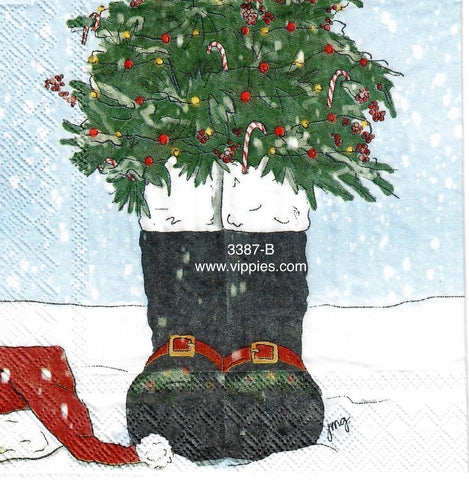 C-3387-B Christmas Boots Vase Napkin for Decoupage