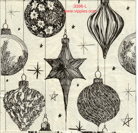 C-3396-L Black Line Ornaments Napkin for Decoupage