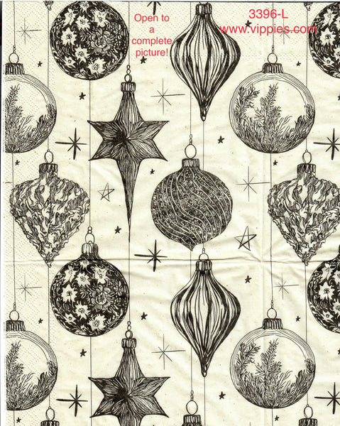 C-3396-L Black Line Ornaments Napkin for Decoupage