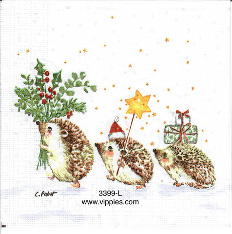 C-3399-L Hedgehog Parade Napkin for Decoupage