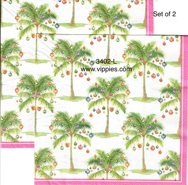 C-3402-L-S Set of 2 Palm Trees Ornaments Luncheon Napkin for Decoupage