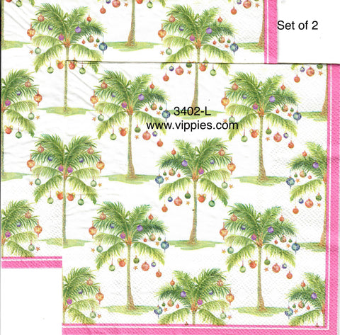C-3402-L-S Set of 2 Palm Trees Ornaments Luncheon Napkin for Decoupage
