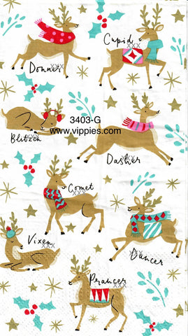 C-3403-G Santa Reindeer Guest Napkin for Decoupage
